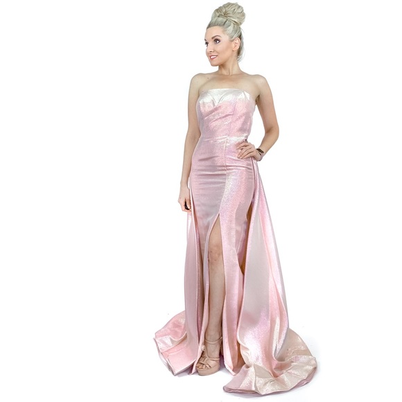 Perfect Pink Pageant Gown Iridescent Prom Dress - Picture 8 of 8